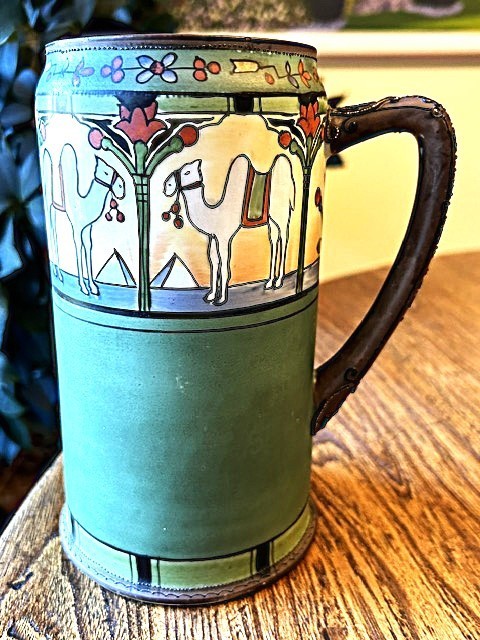 Nippon Porcelain Hand Painted Antique Camel Decorated Tankard
