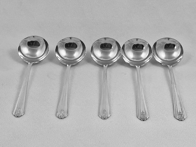 5 Vintage Heart Handle Bullion Spoons, Made By Avon Silver, 1940’s