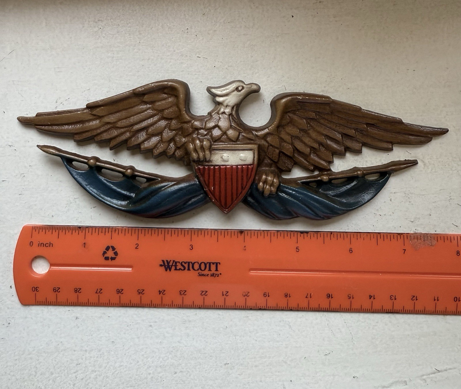 Sexton Patriotic American Eagle Shield Aluminum Wall Plaque 8” vintage USA July4