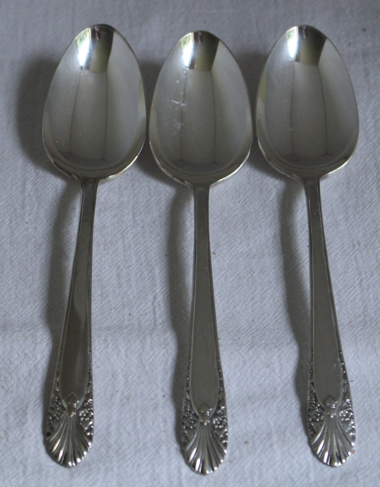 3 Silverplate SOLID SERVING SPOONS Crown Radiance 8 1/2” ART DECO 1939