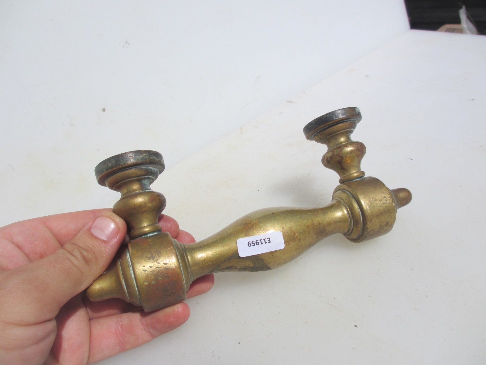 Victorian Brass Door Handle Centre Pull Old Antique Vintage Box Lift Trunk 8″W