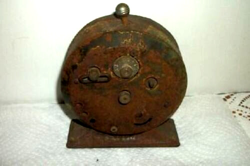 Antique Primitive Alarm Clock Rusty Grunge Gears Steampunk Maker Unknown 1920s