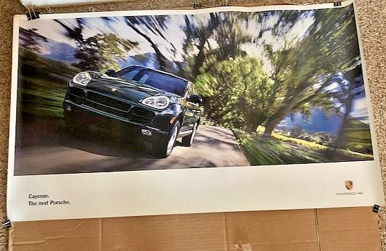Porsche Cayenne Dealer Showroom Poster. 2002 Black Cayenne Car Poster.