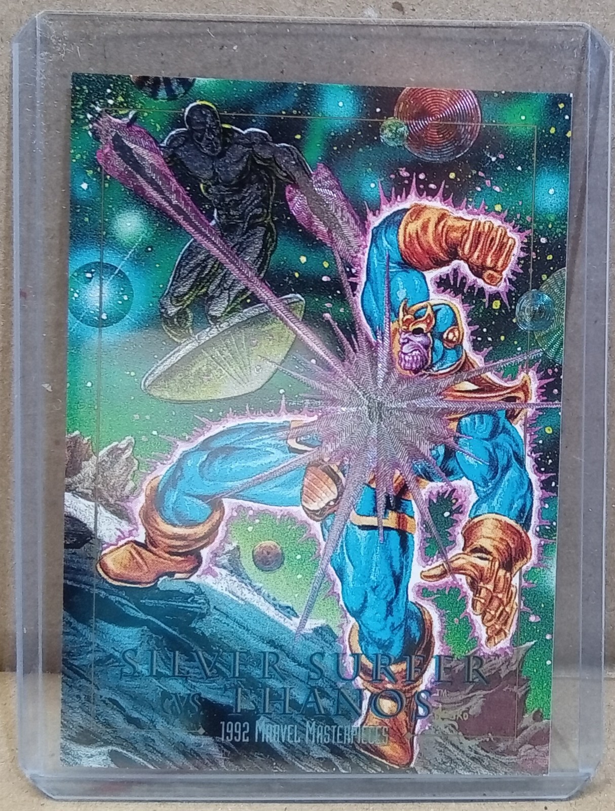 SILVER surfer VS thanos-1992 marvel Masterpieces insert-hologram-chase-vintage