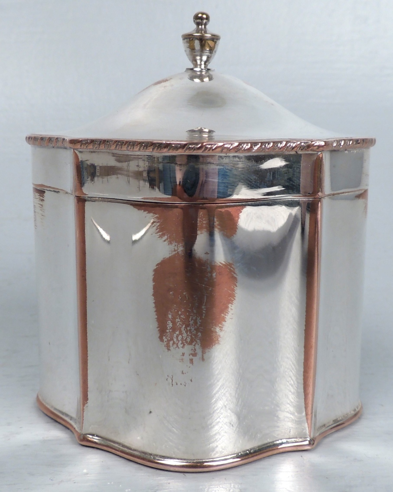 Old Or Antique English Sheffield Silver On Copper Silverplate Tea Caddy.