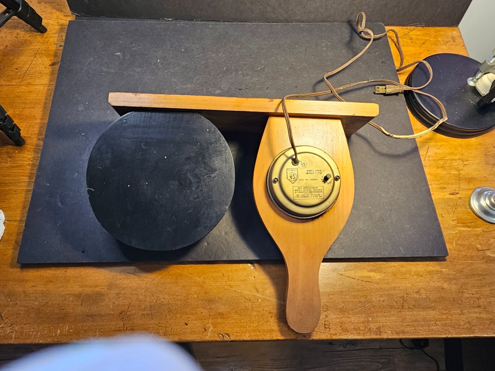 United Bowling Clock Approx 14 1/2″ long and 12 1/2″ tall clock notwork. 1960s