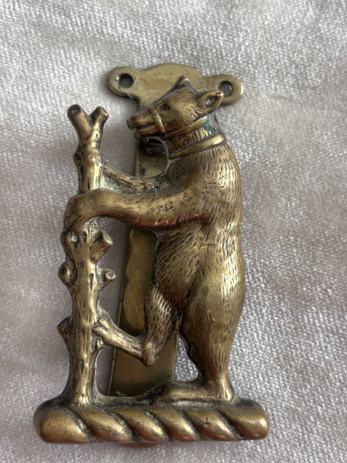 Vintage / Antique Brass Warwick Bear Door Knocker. 3 1/4 Inches Tall