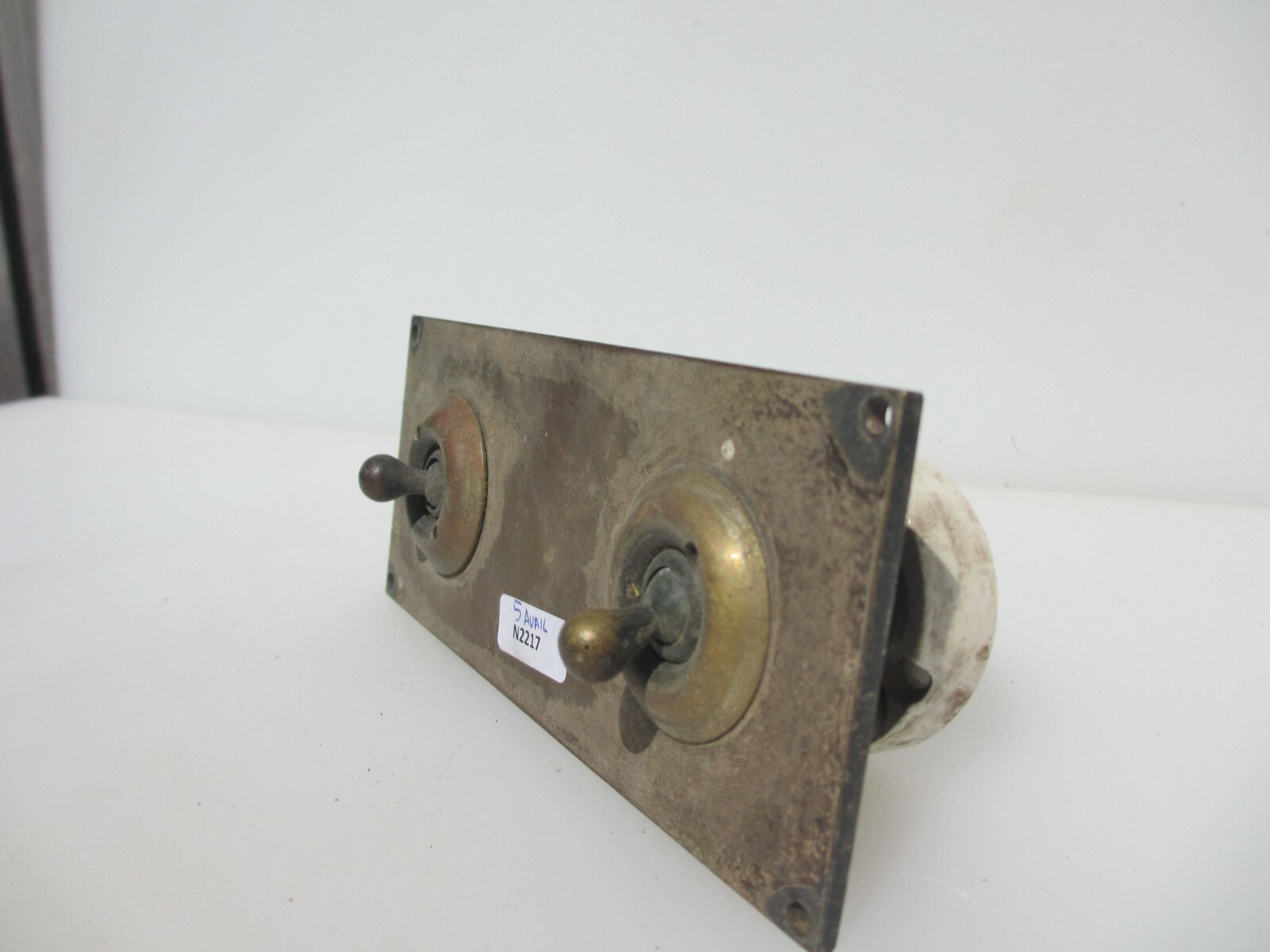 Vintage Brass Light Switch Double Plate Ceramic Old Antique Victorian – Art Deco