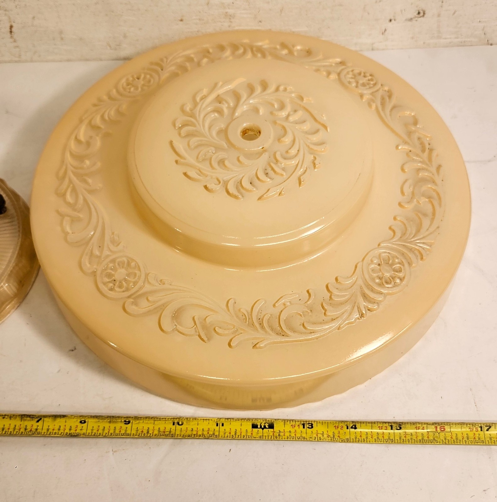 Antique Deco Ceiling Light Fixture & Shade Pink Glass Look