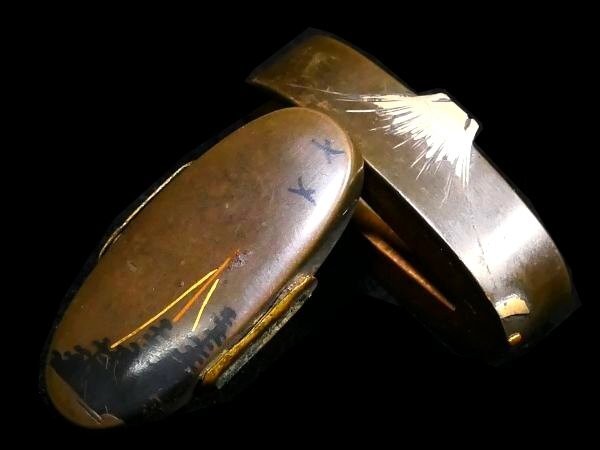 Antique 3.7 x 1.9 x 0.8cm 3.5 x 1.4 x 0.5cm Fuchi For Samurai Sword Katana #155