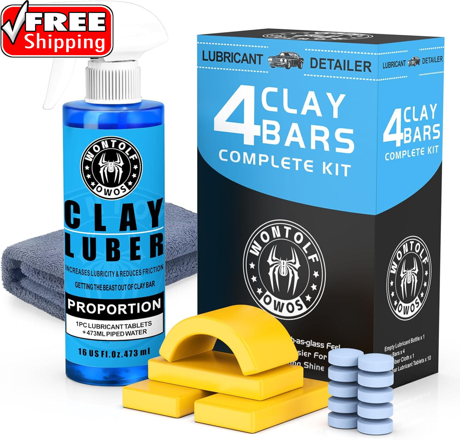 Clay Bar Kit, Complete Clay Bars Auto Detailing Clay Luber Lubricant Car Wash Ki