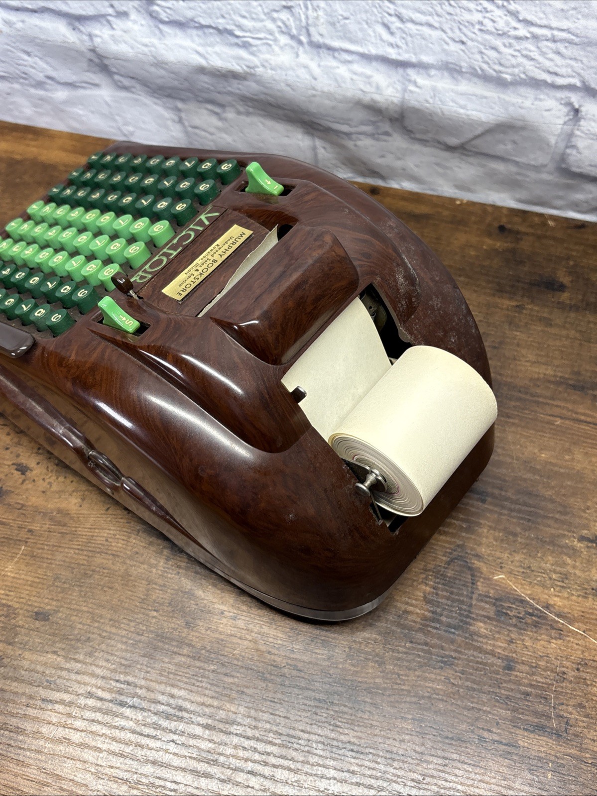 Vintage Victor Adding Machine Bakelite Jade Keys Art Deco Model W/ Cover