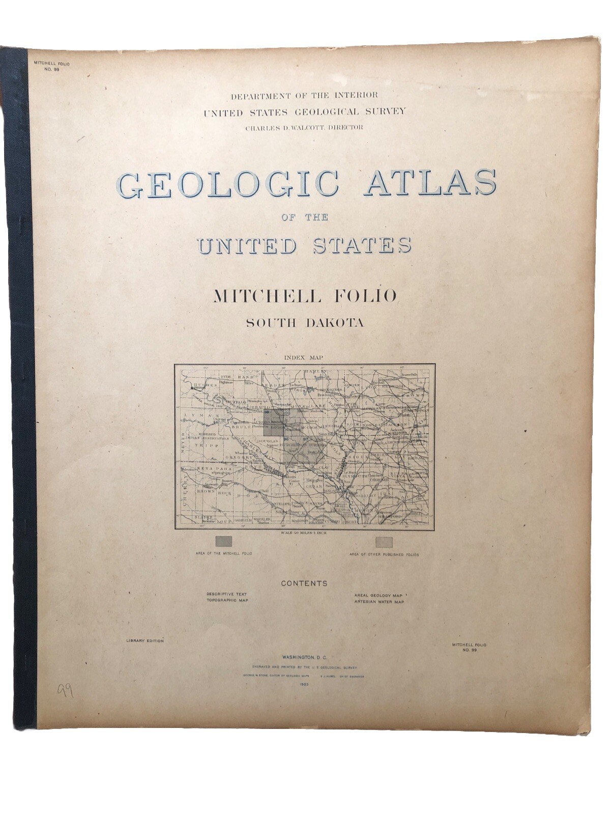 Antique 1903 US Geological Atlas Mitchell South Dakota Folio Maps