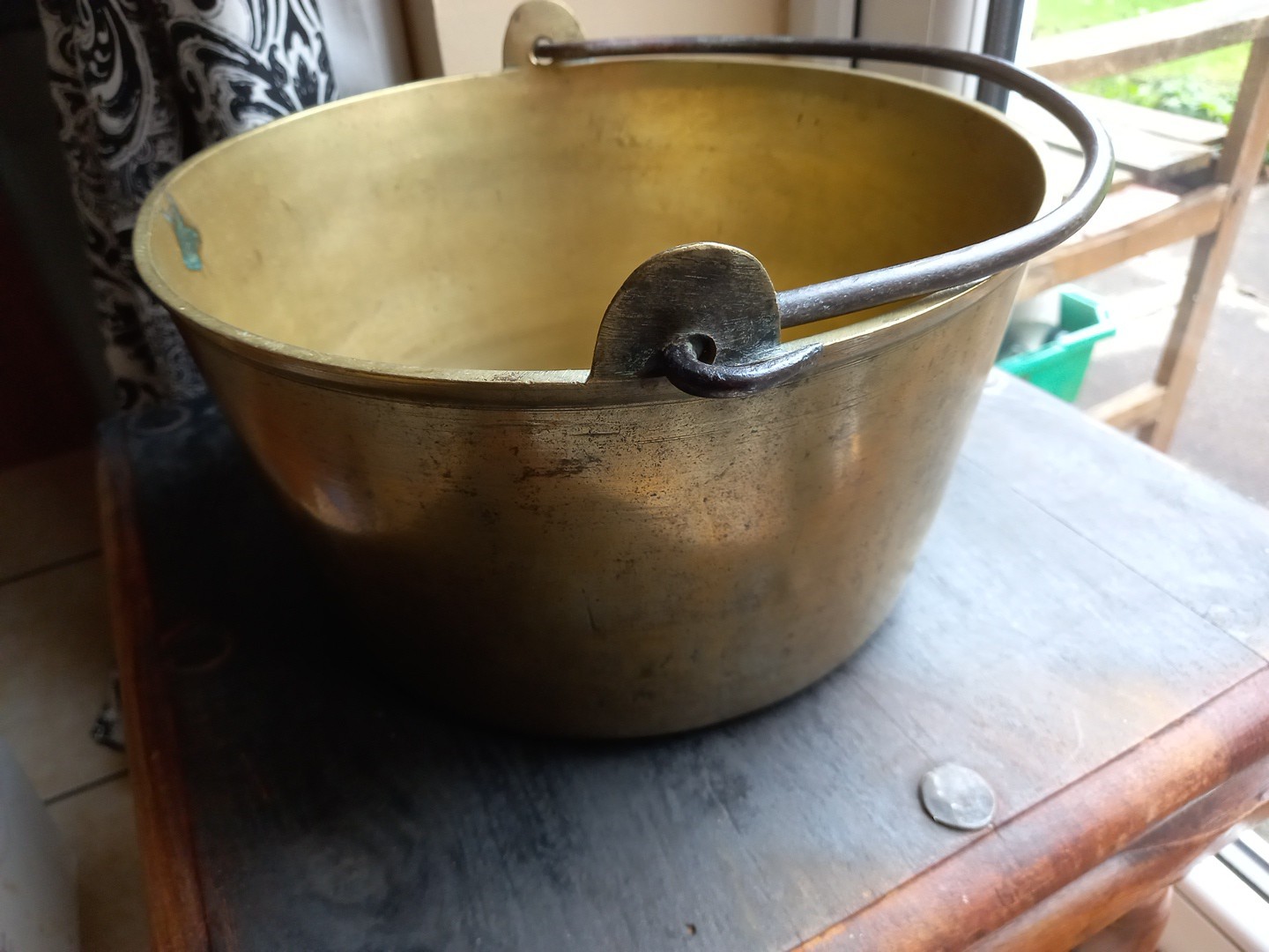 Heavy Antique English Brass Jam Pan Preserve Pot Georgian Victorian