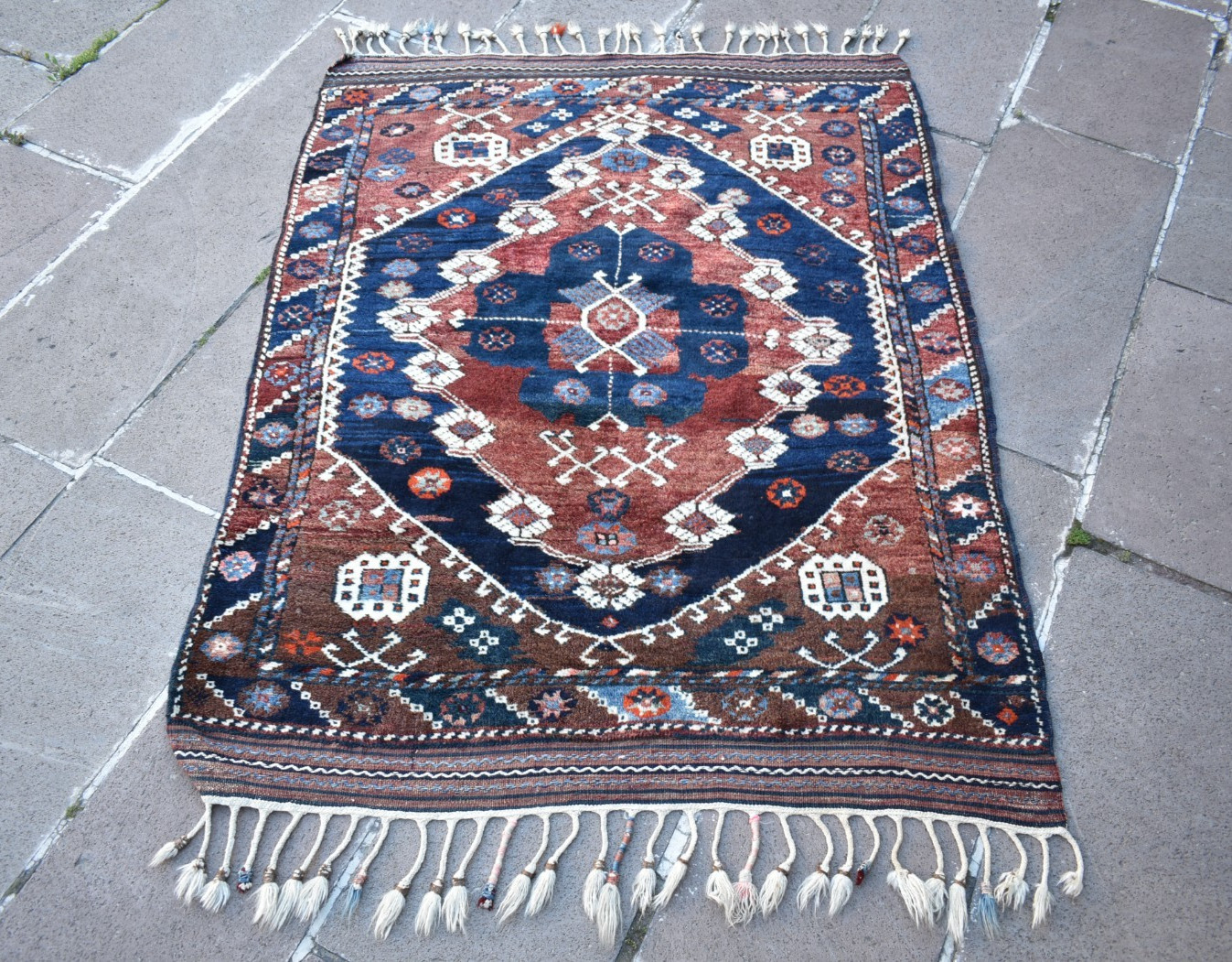 Fabulous Antique Turkish Rug 42” x 49” Collector’s Item Anatolian Bergama Rug