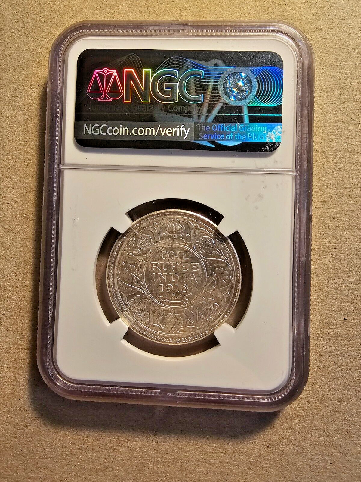 1918 (B) INDIA RUPEE MS63 NGC ||