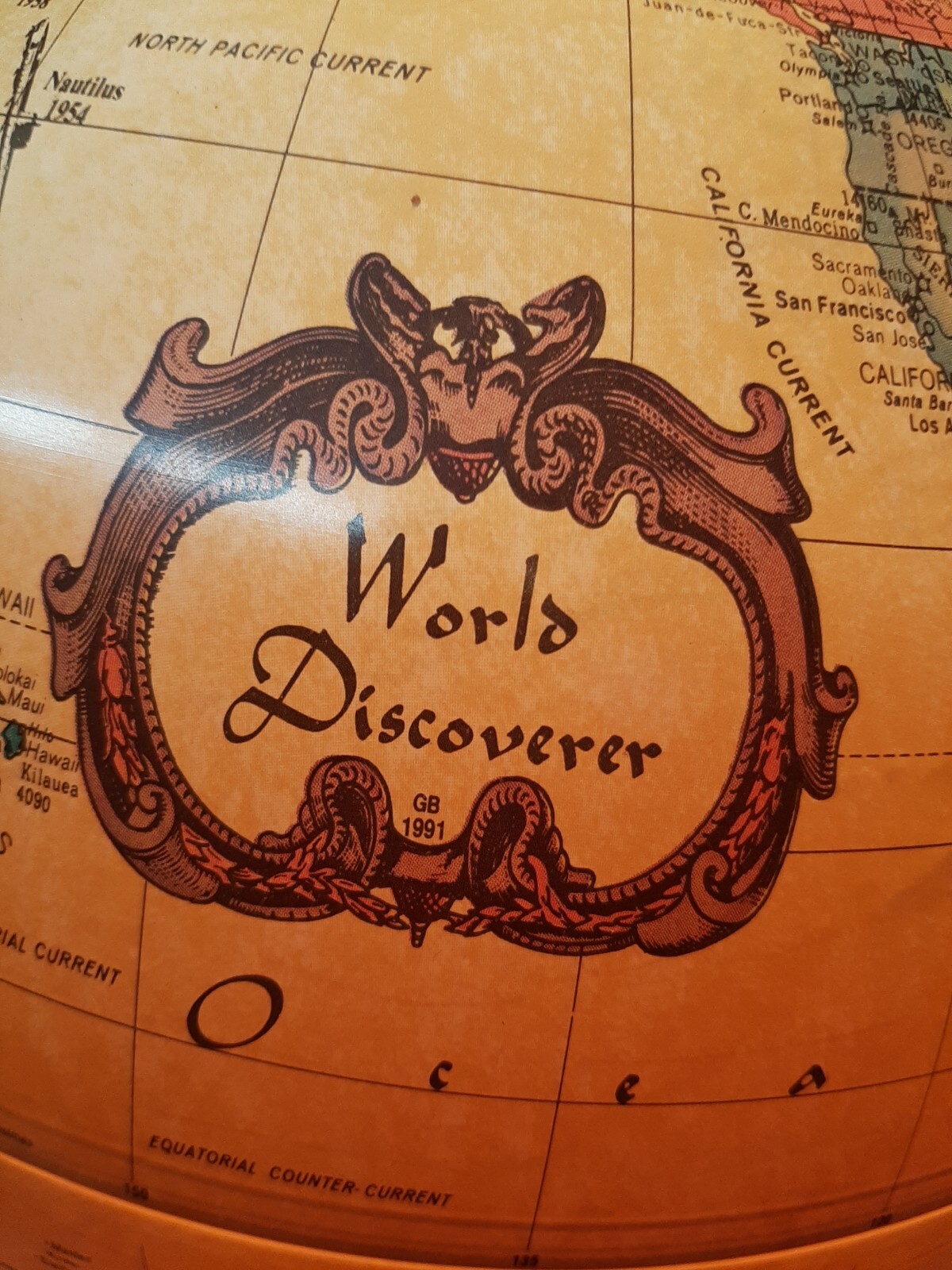 Lighted Scan Globe World Discoverer 12” w/ Weather Station Gauges—Denmark! 1990