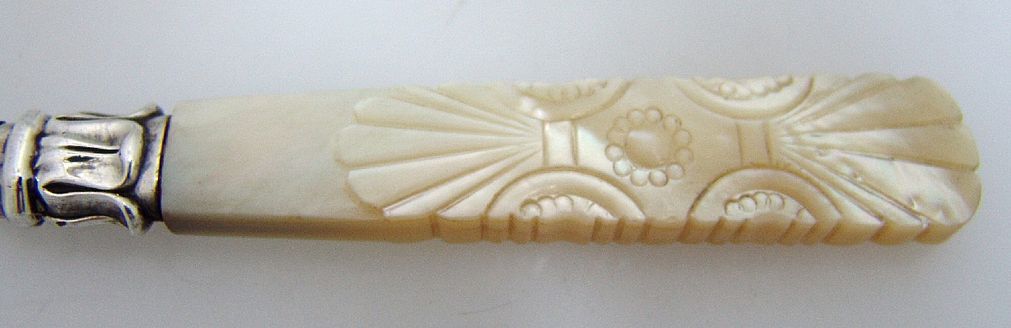 Master Butter Knife Carved MOP Sterling Silver George Unite Birmingham 1837