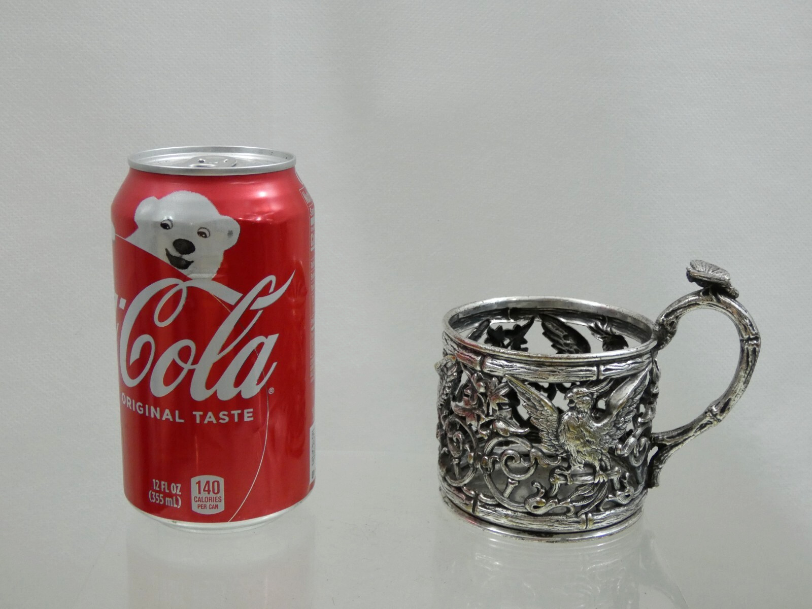 SUPERB ANTIQUE SILVER PLATED BRONZE TEA GLASS HOLDER PODSTAKANNIK Poland Warsaw