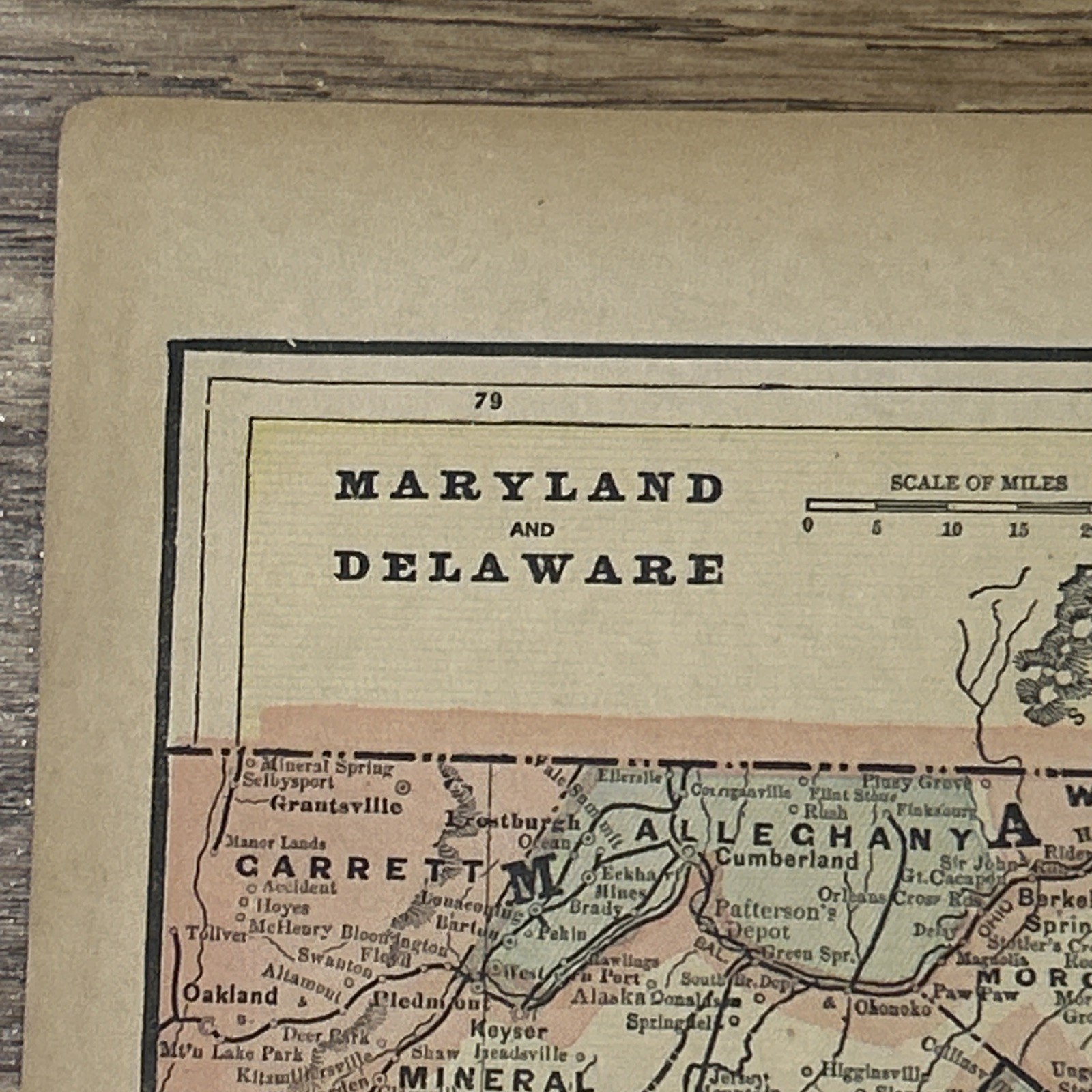 Antique 1895 Map Of Maryland And Delaware 14”x11”