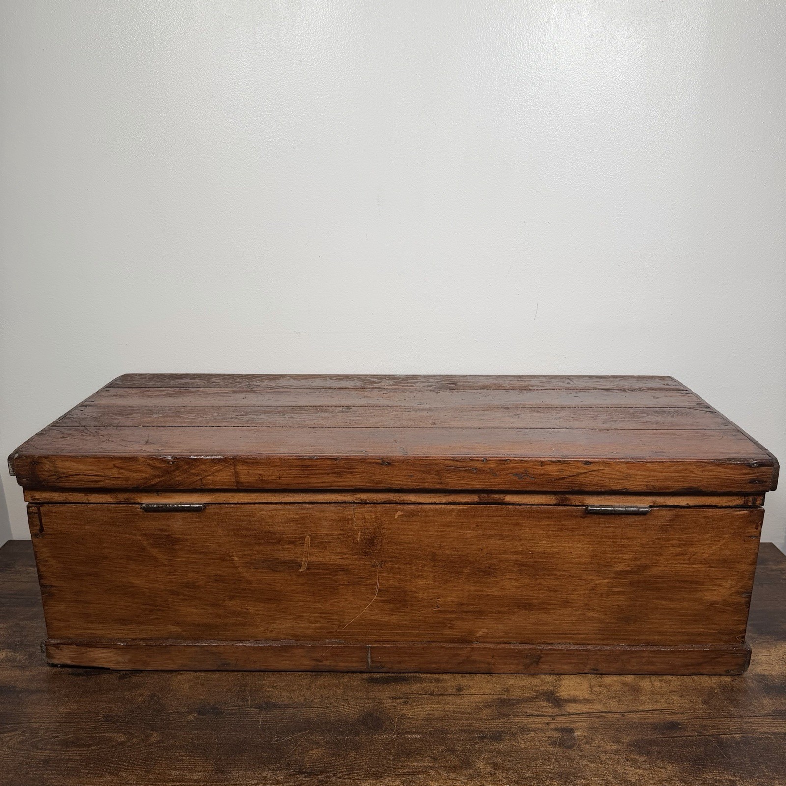 Antique Primitive Wood Carpenters Trunk Chest Tool Box Seaman 32”x13”x11” VTG