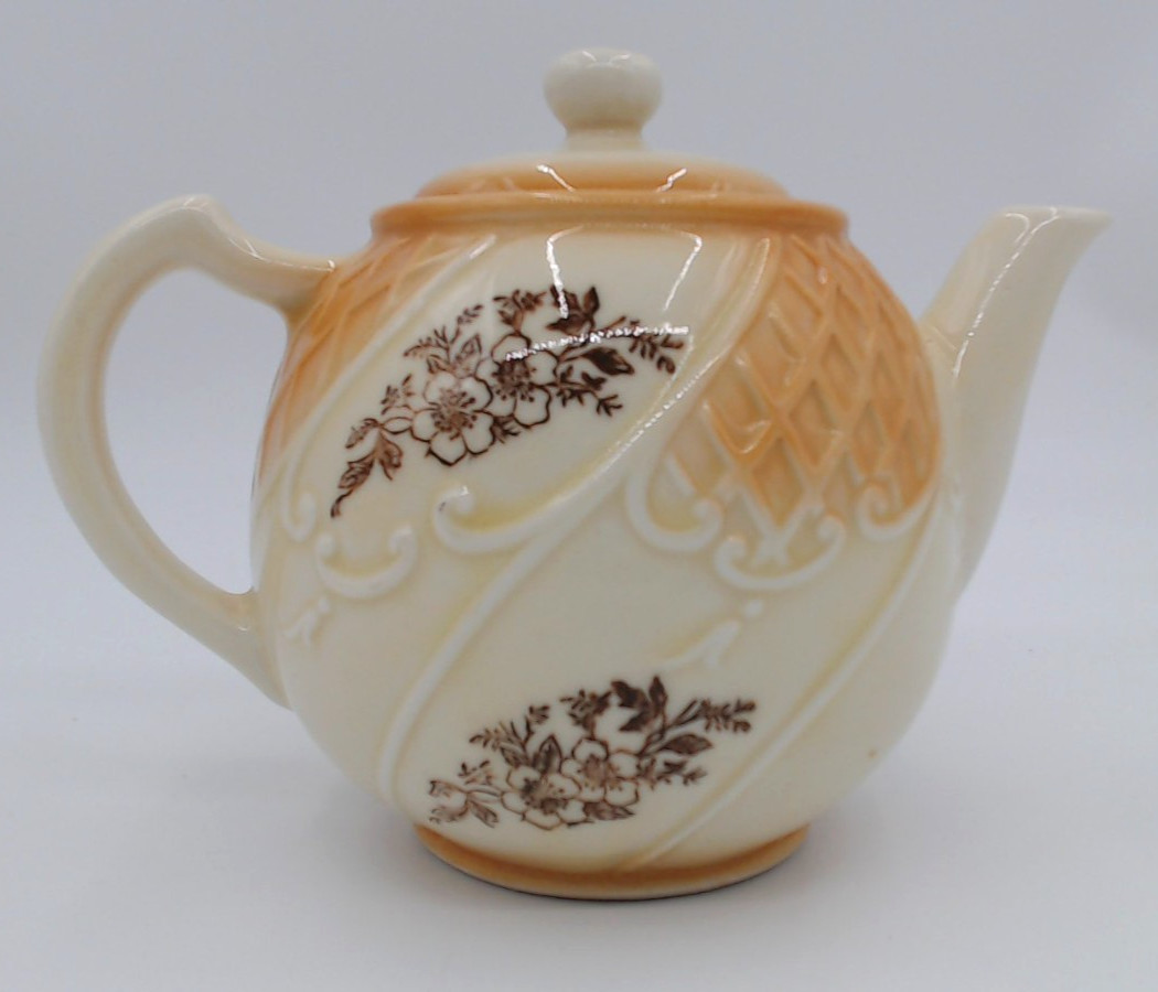 Porcelier Vitreous China Basketweave Trellis Teapot With Lid Porcelain (B103)