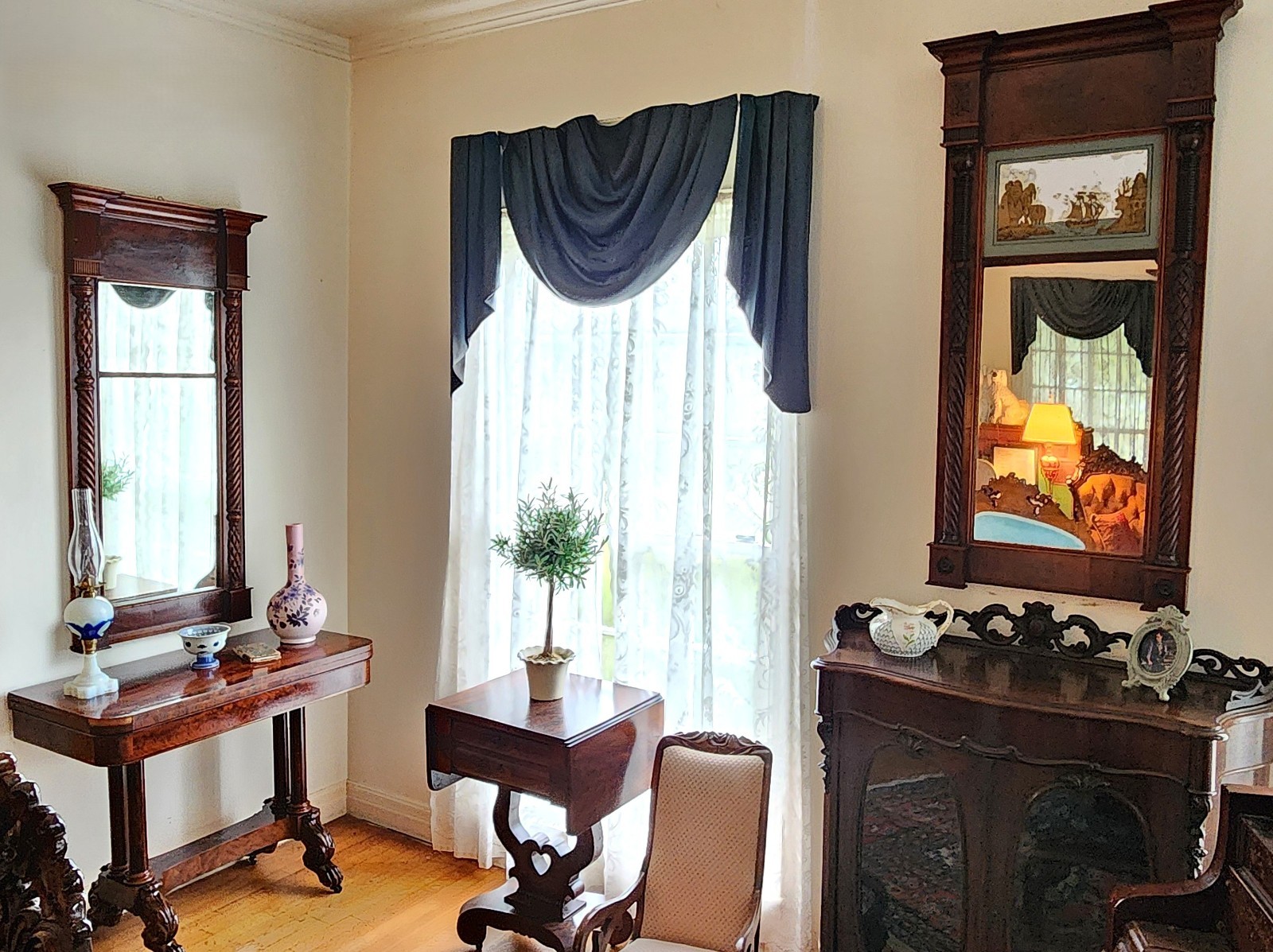 Nr Pair Pier, Trumeau MIRROR, Looking Glass, F Stoppani, NYC, Federal c1820, 50″