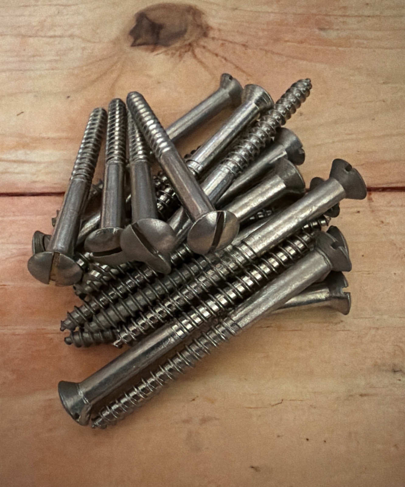 Screws Slot Oval Head Brass Nickel Plated 12×2-1/2” American Old Stock Free Ship