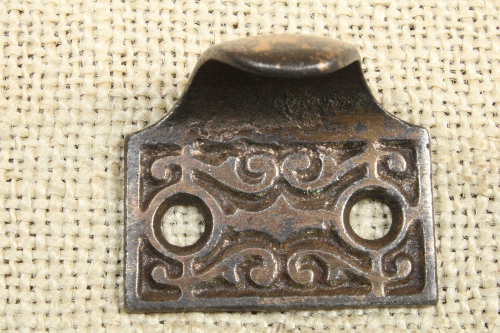 Old Window Sash Lift Pull Restored Brass Cast Iron Victorian Swirl Vines Scroll