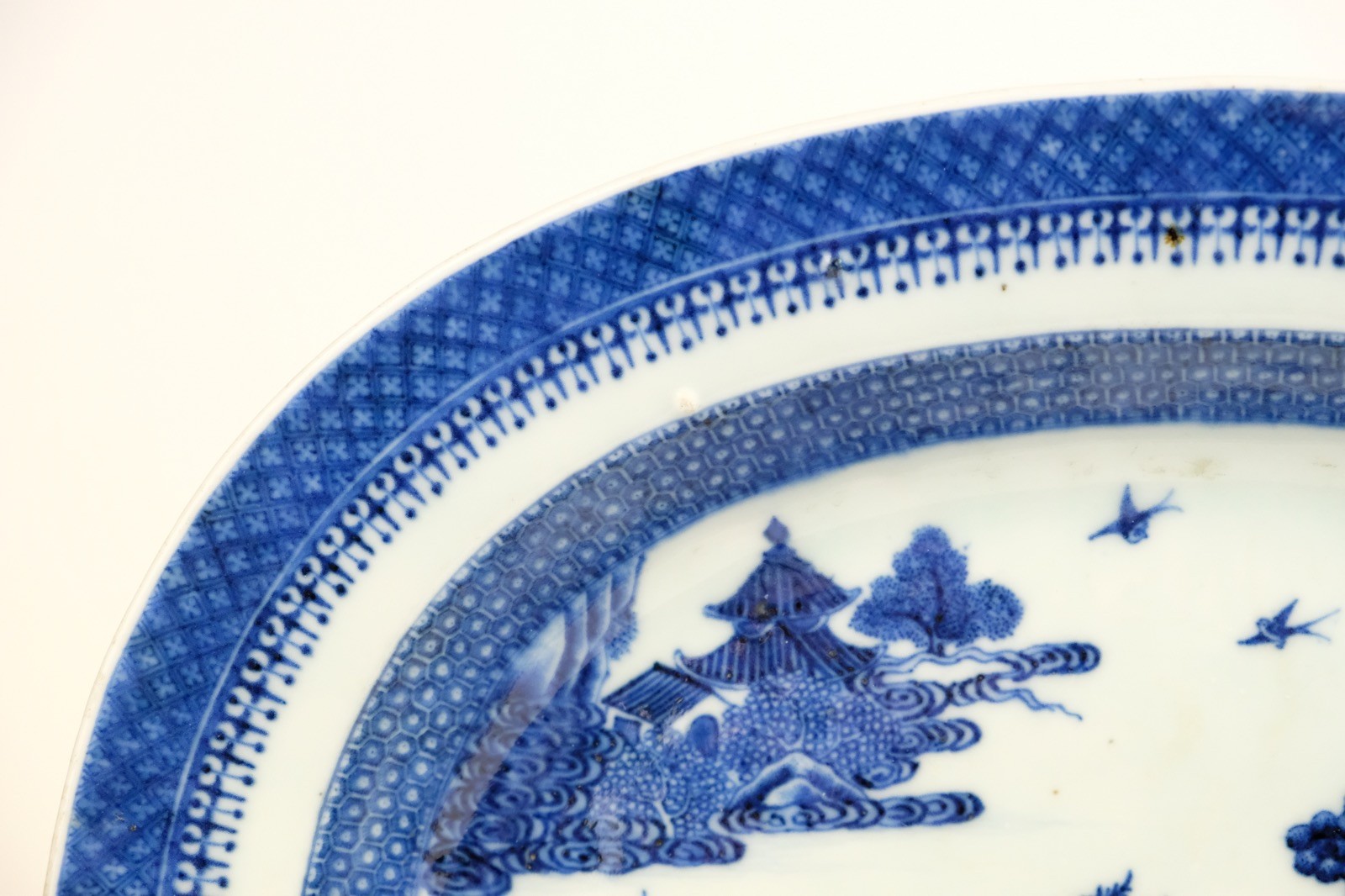 Large 18th C. Chinese Export Platter Willow Pattern Perfect 37cm / 14.8 inch