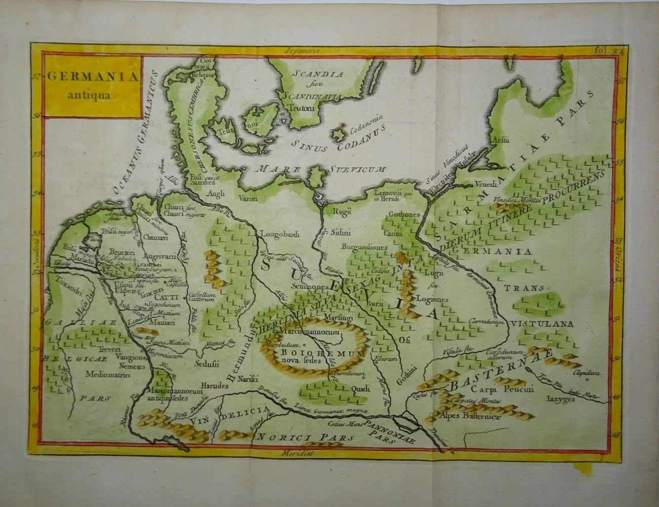 Antique map of Germany and Poland by Christoph Cellarius 1745