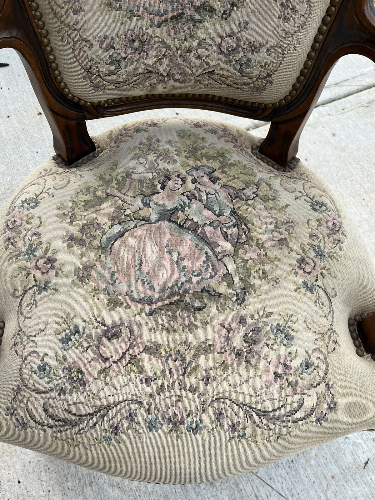 Italian Armchair French Louis XV Style Fauteuil Tapestry Chateau d’Ax Spa Italy