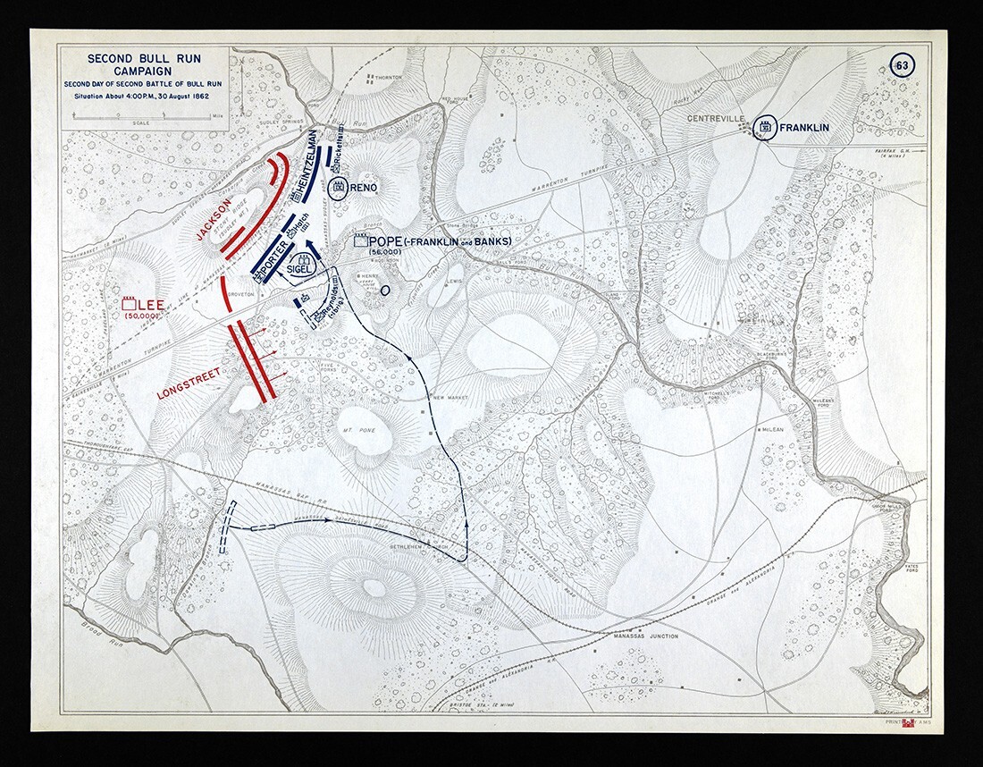West Point Civil War Map Second Battle Bull Run Manassas Virginia 4PM Day 2