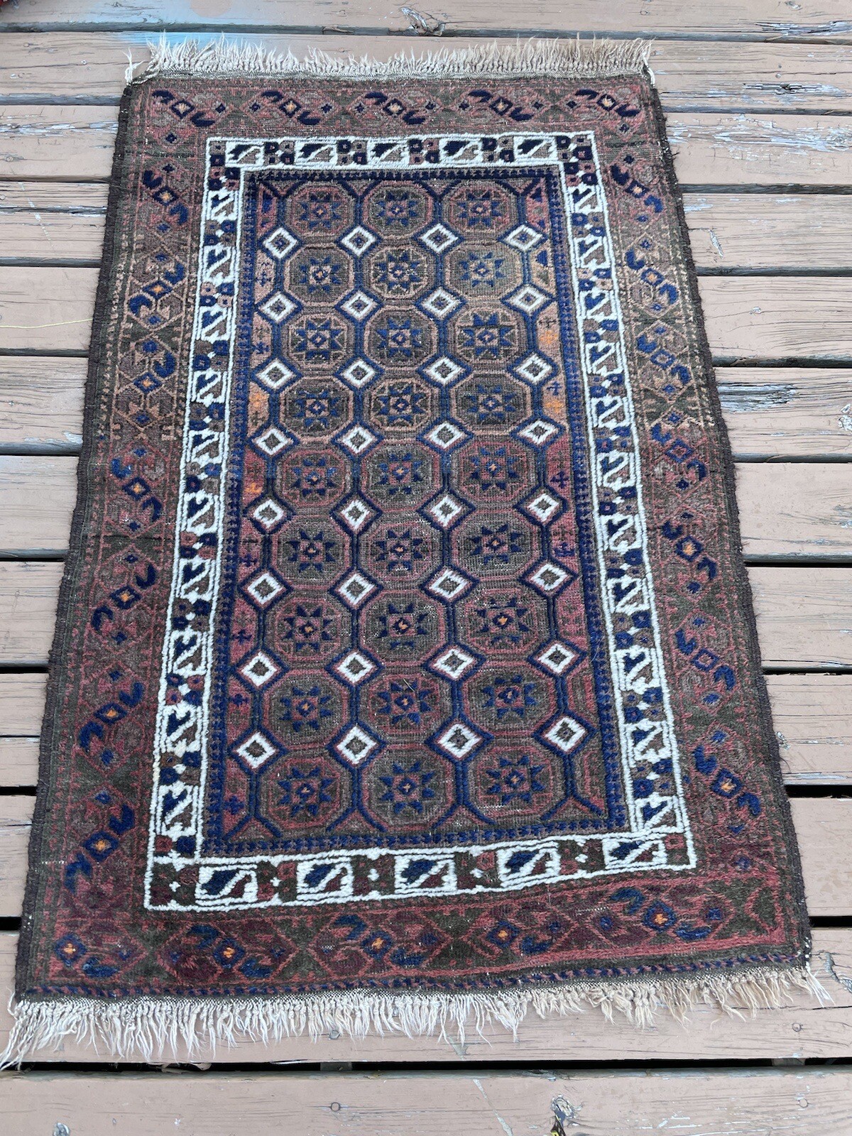 Vintage Handmade Wool Bokhara Style Rug 36×56”