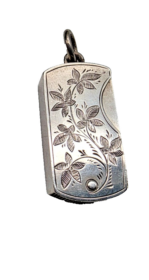 NICE UNUSUAL SWIVEL OPENING ANTIQUE STERLING SILVER VESTA CASE BIRMINGHAM 1879