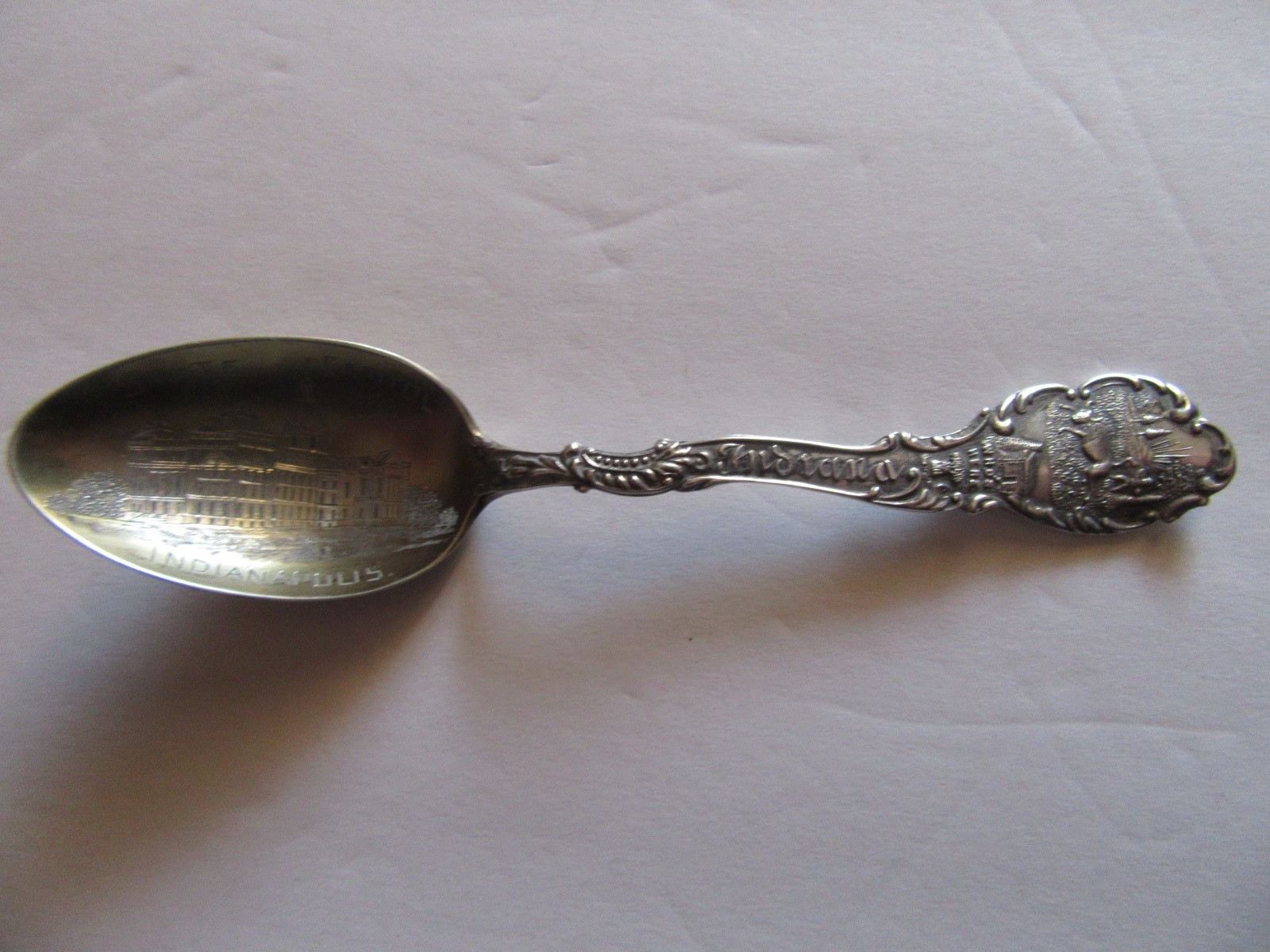 Shepard Indiana Handle 5 1/2″ Sterling Souvenir Spoon State Capitol Indianapolis