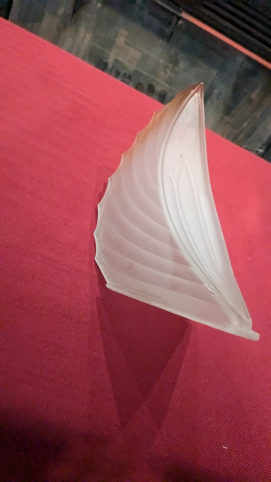 Antique Slip Shade Replacement, Frosted Glass Palm Frond, Art Deco. Early 1900’s