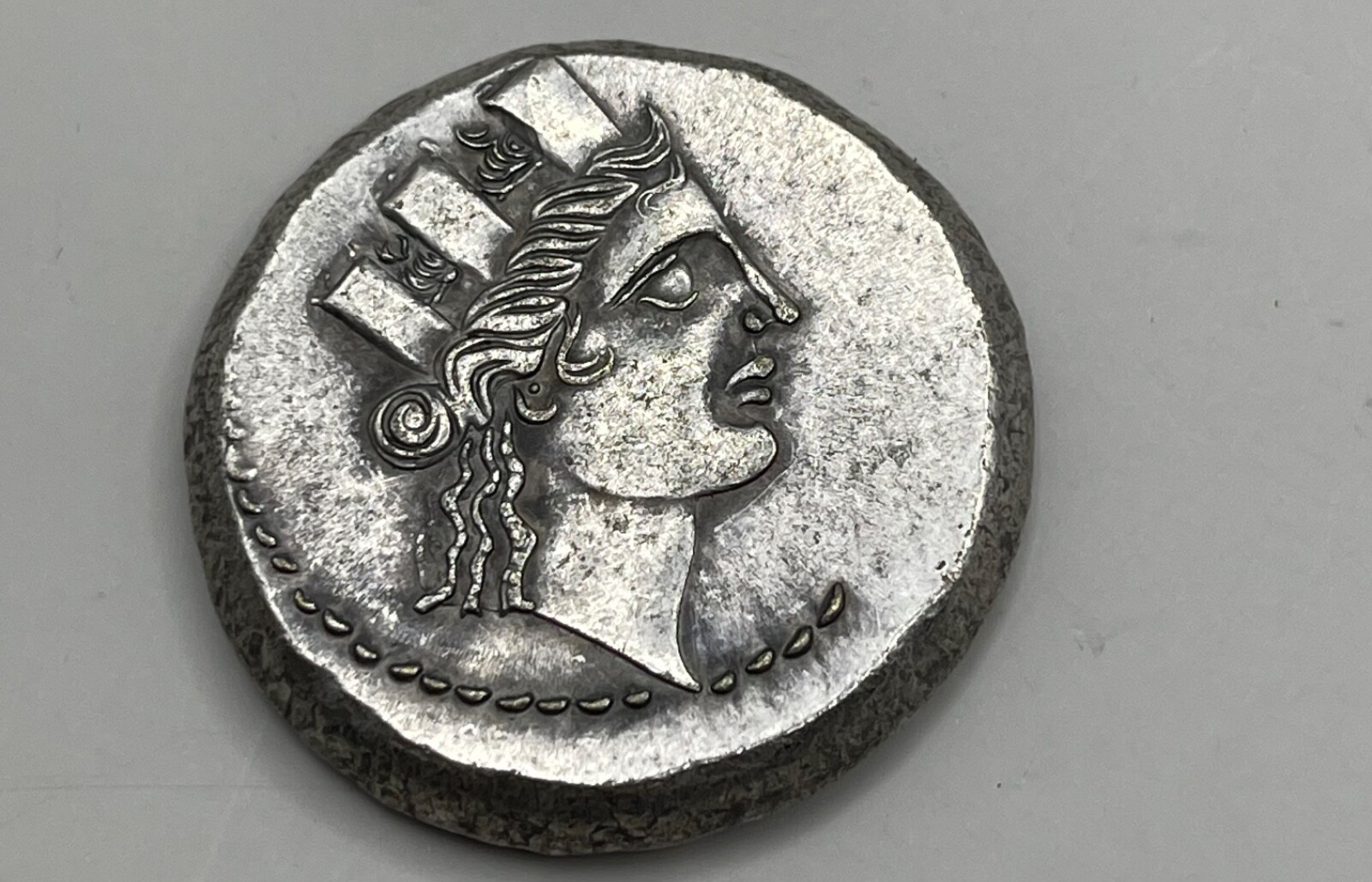 Ancient Greek mapaohn Inscripted unsearched silver Coin in good condition