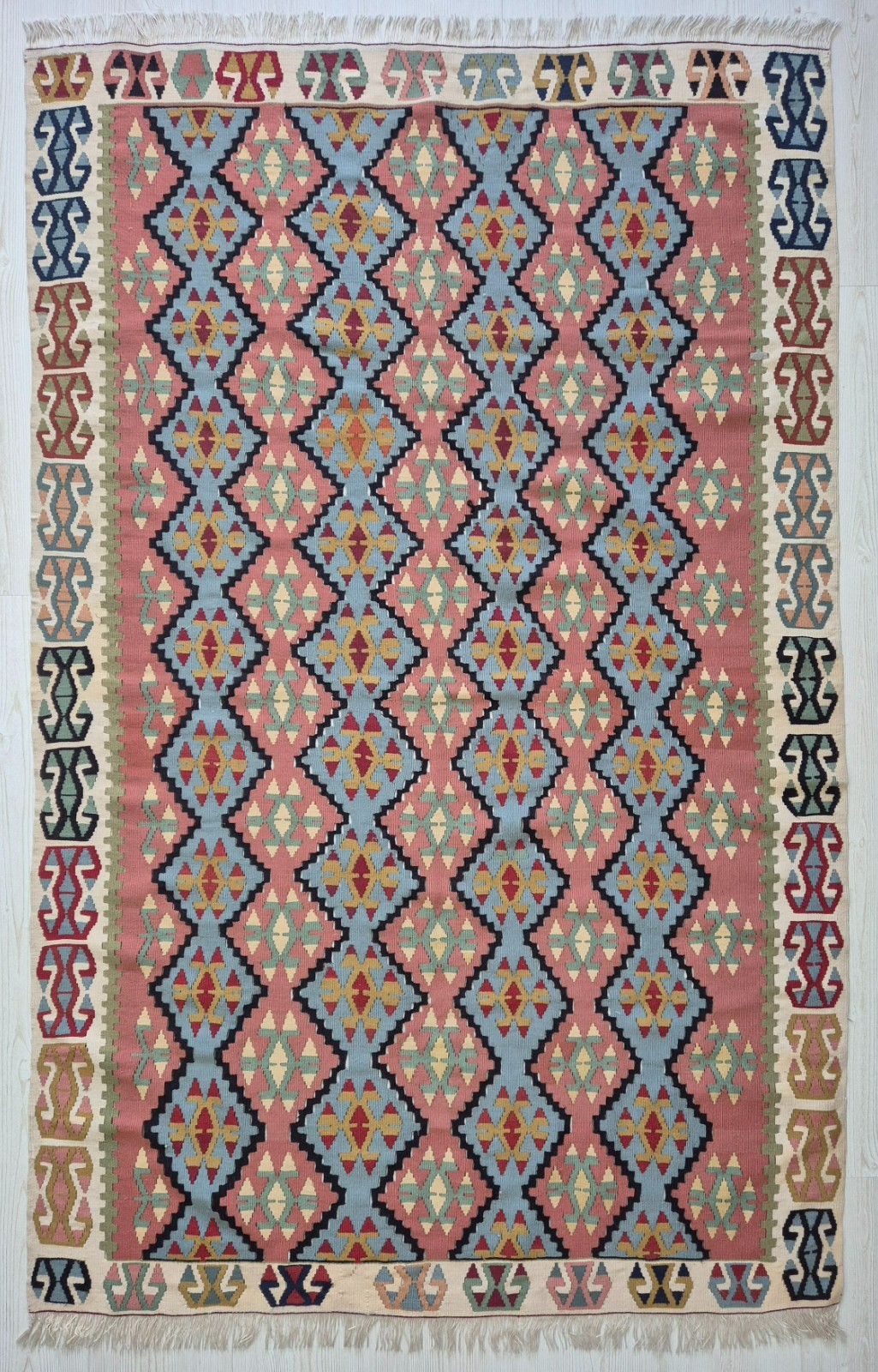 Vintage Turkish Handwoven Wool Kilim Rug 43×66 in , Anatolian Tribal Rug