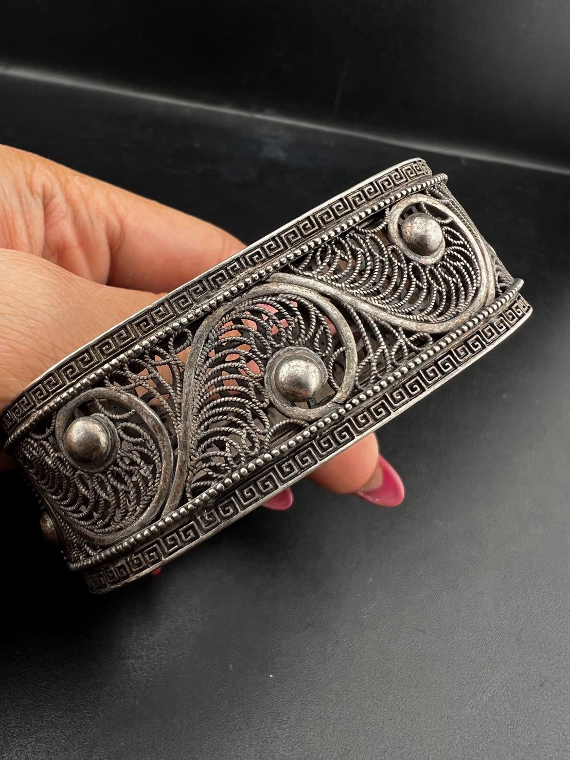 Tibetan Vintage Silver Bracelet Dragon Carved Bracelet Gift For Him Her