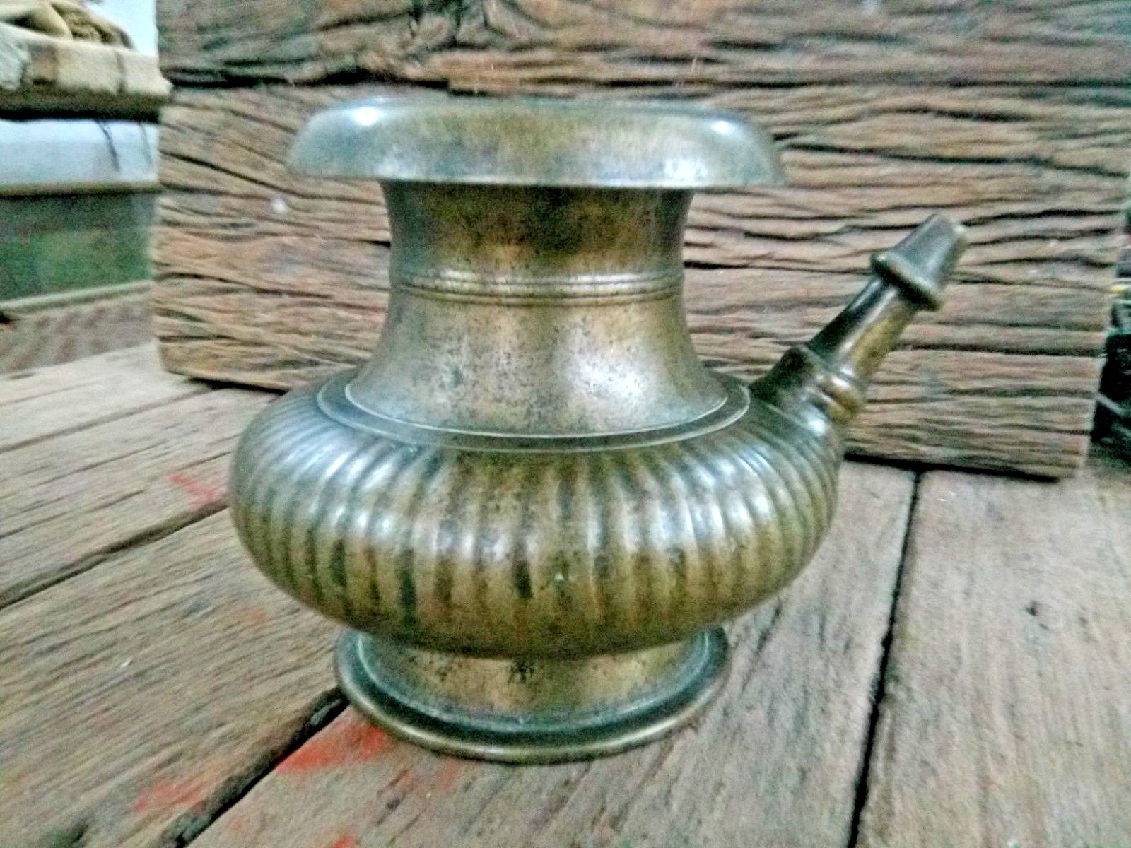 Old antique Solid Fine Brass Unique Ritual Holy Water Pot /Ewer