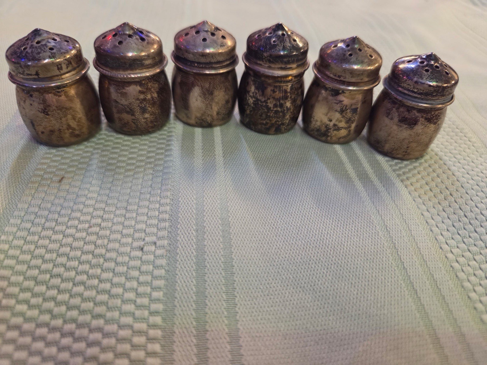 Set of 6 Vintage Sterling Silver Miniature Salt and Pepper Shakers 1930s 1940s