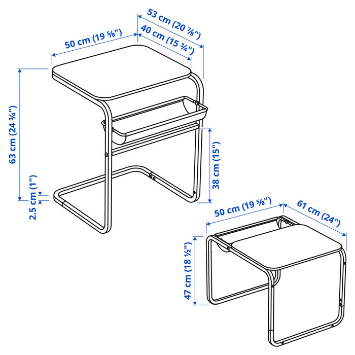 Side table, anthracite/birch effect dark yellow, 20 7/8×19 5/8 “