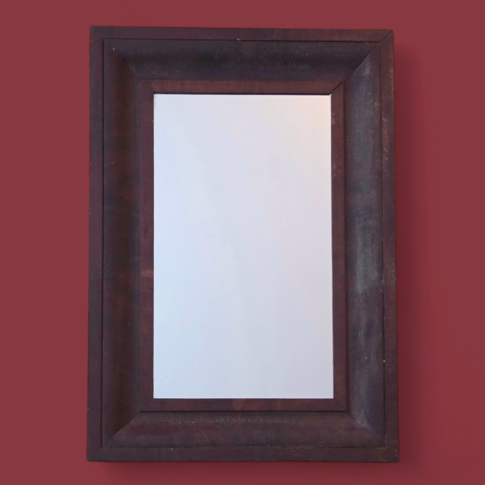 Antique Ogee Mirror Walnut Wood Early Federal Style Wall Mirror Primitive Frame