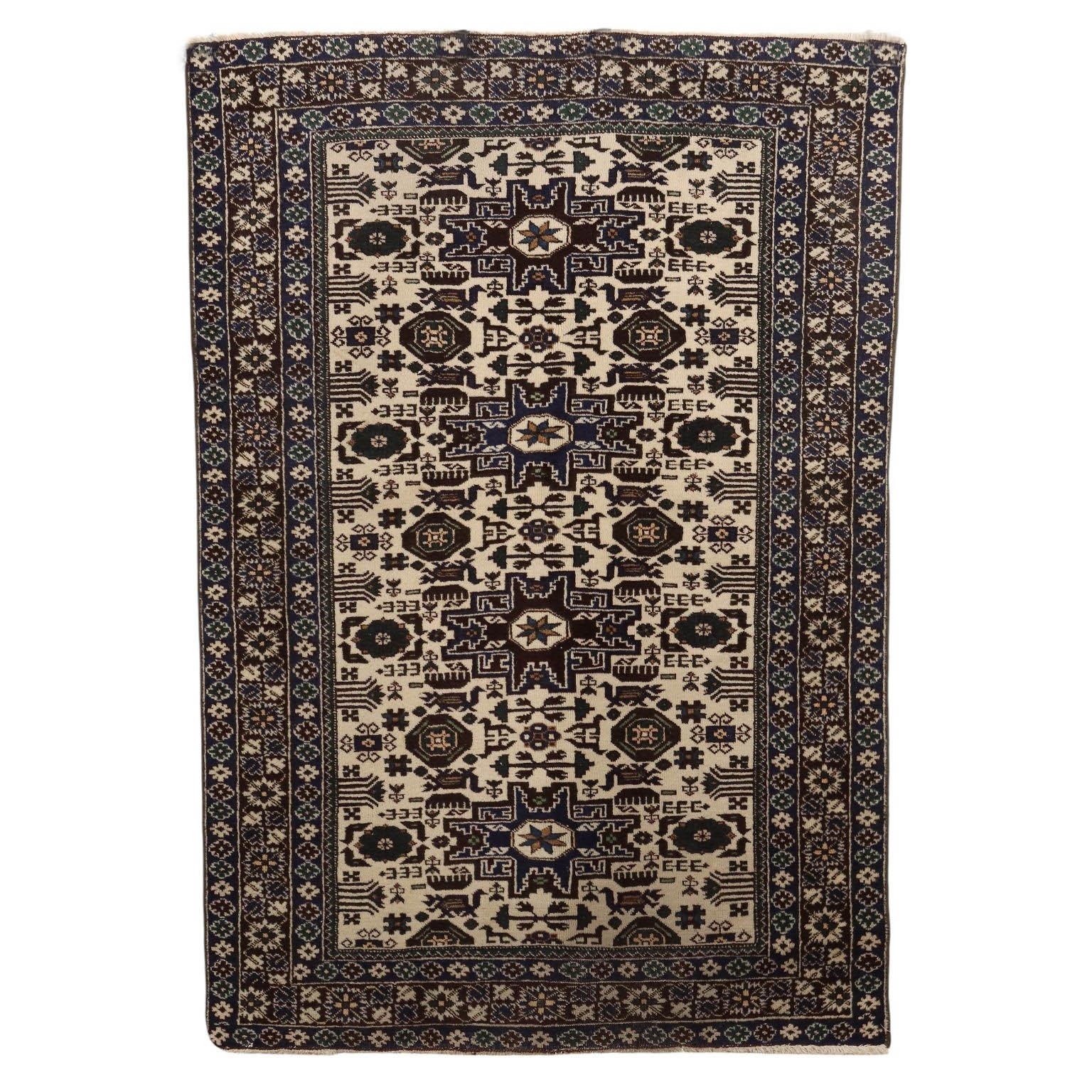 Antique Asian Carpet Wool Thin Knot 79 x 53 In Original