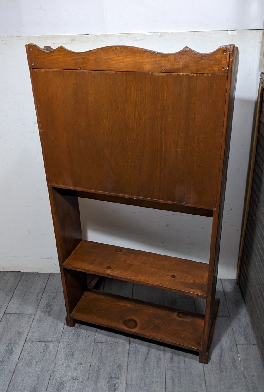 Vintage/Antique Rustic Drop Front Solid Wood Secretary/Writing Desk w/ Bookshelf