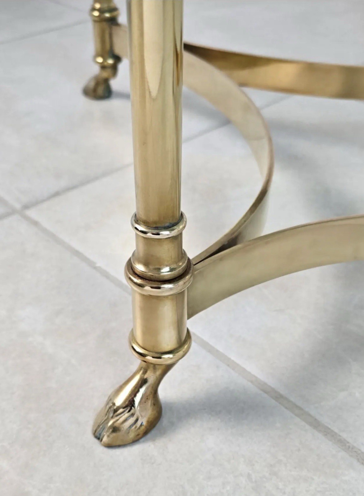 Vintage La Barge Hollywood Regency Brass & Glass Coffee Table Hoff Feet