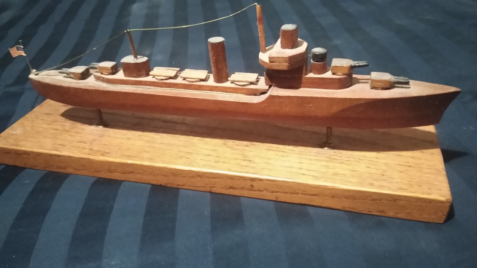 Solid Cedar / Maple WW1 Wood Torpedo Ship Model On Base circa 1940 Model