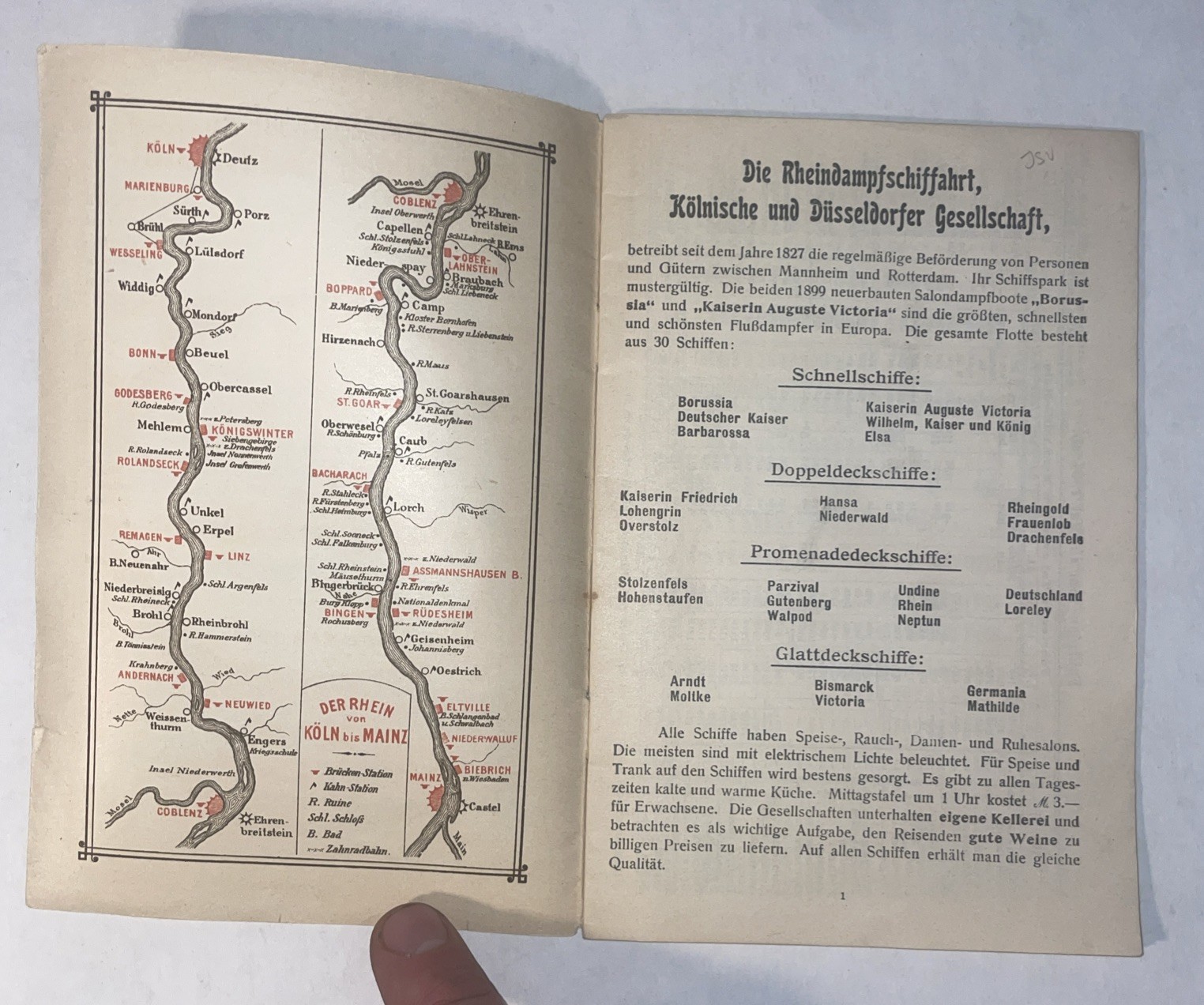 Antique Steamship Travel Guide W Map Germany Summer 1904