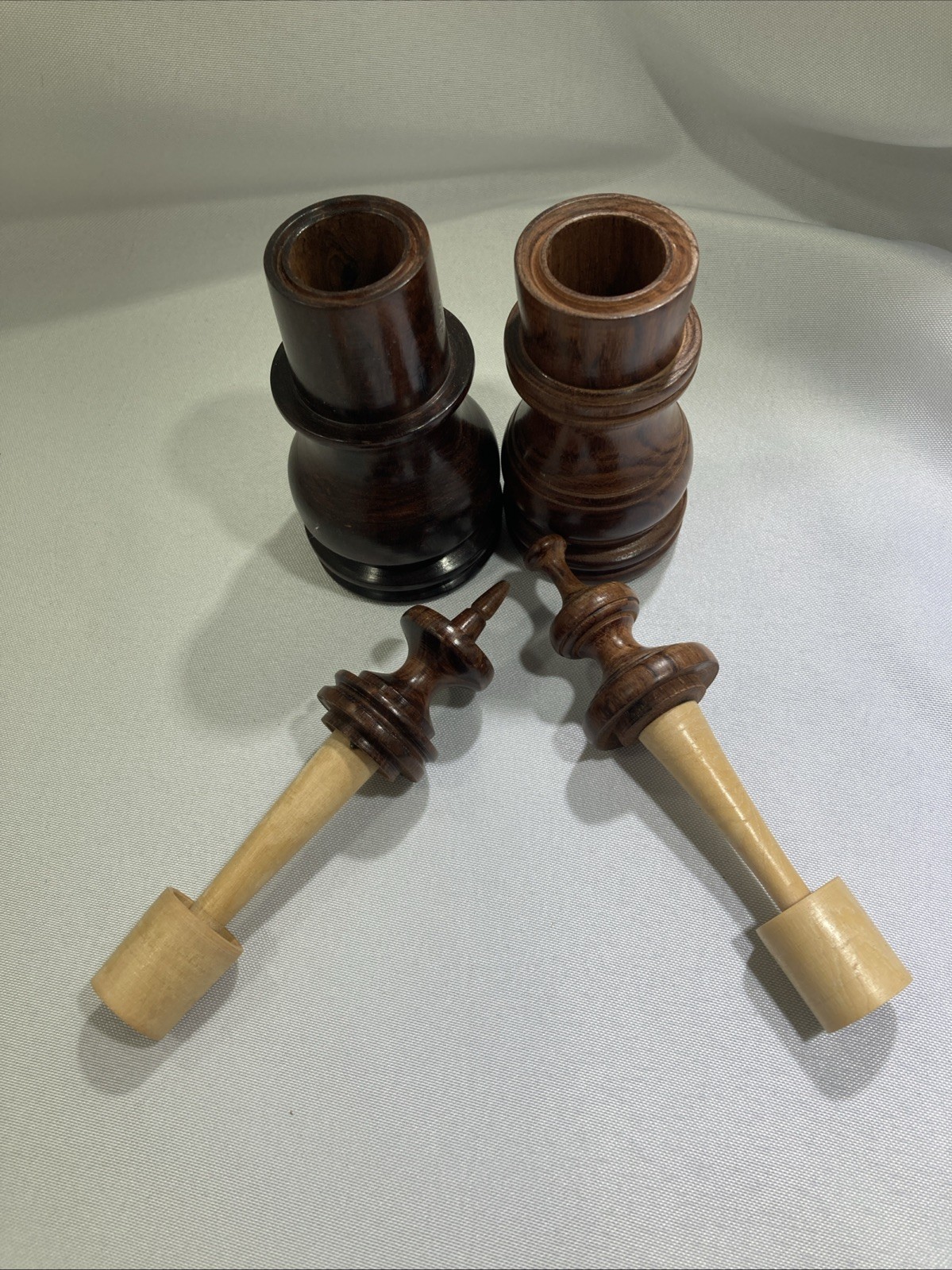 Hand Turned Wooden Craft Home Decor (mahbash Or Pestle?) Brown 6” Set Of 2